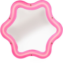 Seletti - Supercurve Lustro w/Bright Frame 85,5x77,5x4 Różowy/Mirror