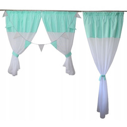 Firanka dziecięca komplet okno balkon miętowy