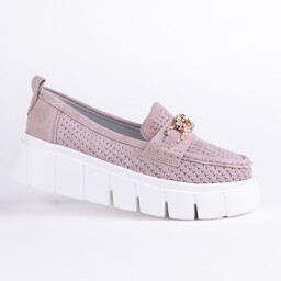 Mokasyny damskie ażurowe GOODIN GD-FT-127 skóra zamsz ażurek