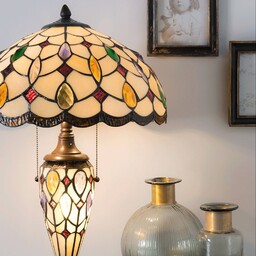 Clayre&Eef Lampa stołowa tiffany 5182, multikolor, salon /