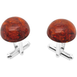 Srebrne spinki do mankietów Bursztyn okrągły (S885.2) Srebrne