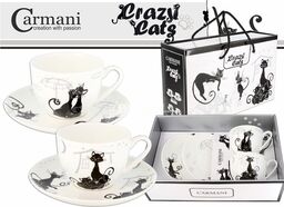 FILIŻANKI PORCELANOWE CARMANI ze spodkami - Crazy Cats