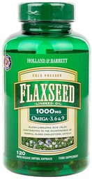 Olej Lniany Organiczny 1000mg, Holland & Barrett, 120