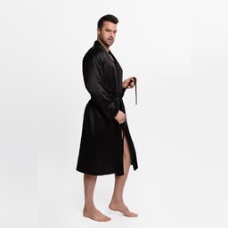 Jedwabny szlafrok męski w kolorze czarnym Hero L/XL