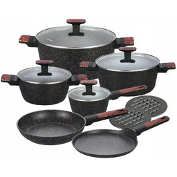 Garnki w zestawie, 12 elementów, z powłoką nieprzywieralną,