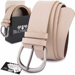 Skórzany pasek damski do spodni sukienki cielisty skóra