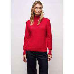 STREET ONE CZERWONY SWETER Z GOLFEM KLASYCZNY DOPASOWANY
