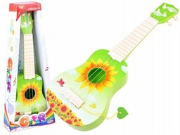 Gitara ukulele dla dzieci, plastikowa, słonecznik, zielona