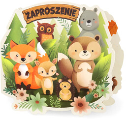 Zaproszenia urodzinowe Leśni przyjaciele - 6 szt.