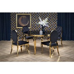 REGINALD_2 stół okrągły blat - szkło czarny, nogi