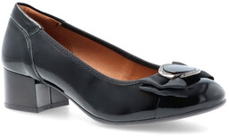 Skórzane czółenka na obcasie - TYMOTEO G1075 CZARNE