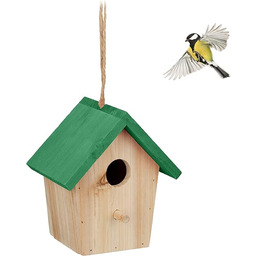 Relaxdays Dekoracyjna domek dla ptaków, drewniany, wiszący, HLP: