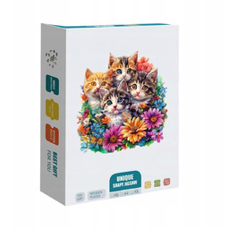 PUZZLE DREWNIANE KOTKI W KWIATACH 135 EL UKŁADANKA