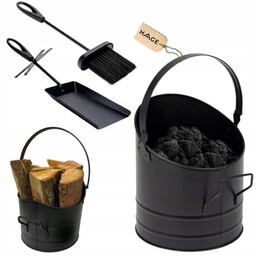 Węglarka Kubeł Na Węgiel Popiół Drewno Szufelka Zmiotka
