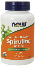 NOW Certified Organic Spirulina 500mg 200tabs