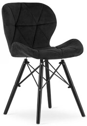 Edinos Czarne welurowe krzesło pikowane do stołu M5-N42