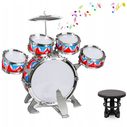 Zestaw perkusyjny 10cio elementowy z krzesełkiem i talerzami