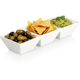 Miseczki na przekąski ceramiczne białe potrójne 29 cm