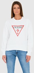 GUESS Biała bluza Original Fleece, Wybierz rozmiar XL