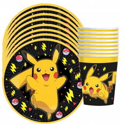 Zestaw Talerzyki papierowe Pokemon 8 szt + Kubeczki