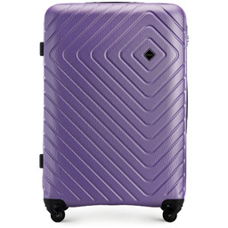 Duża walizka z ABS-u z geometrycznym tłoczeniem fioletowa