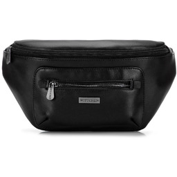 Męska torebka nerka z ekoskóry z błyszczącym suwakiem