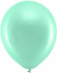 Balony Rainbow metaliczne miętowe - 30 cm -