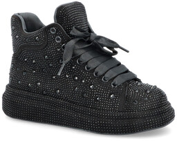 Błyszczące wysokie sneakersy damskie - TYMOTEO LOVE 04