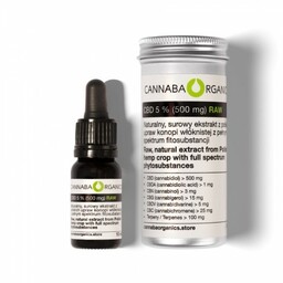 Olejek CBD 5% surowy z chlorofilem w buteleczce