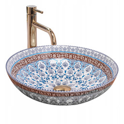 Rea Umywalka Nablatowa Okrągła Arte Blue Ze Wzorem