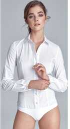 Eleganckie body damskie koszula biała K54, Kolor biały,