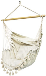 Leżak hamakowy boho, ecru-błękitny HCXL-361TM
