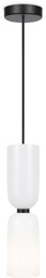 MEMORY Lampa wisząca biała szkło czarna H232cm fi8cm