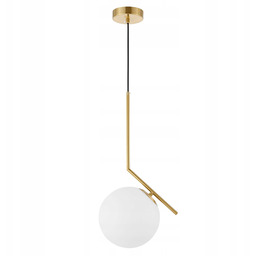Lampa Wisząca Sufitowa Nowoczesna Mosiężna Kula Biała Zwis