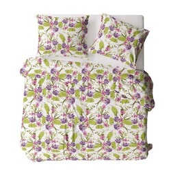 Karo Pościel flanelowa 140x200 1716N biała fioletowa zielona