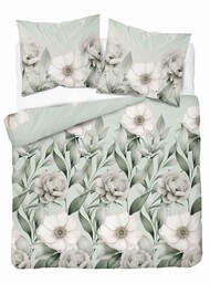 Detexpol Pościel satynowa 220x200 Romantyczna Magnolia zielona 5220