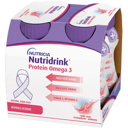 Nutridrink Protein Omega 3, Truskawka Malina, 4x125
