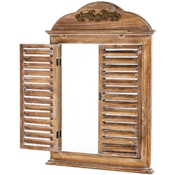 Lustro okiennica w ozdobnej ramie brąz 80x55x3,5 183598