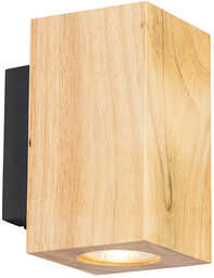 Rustykalna lampa ścienna drewniana kwadratowa 2-światłowa - Sandy