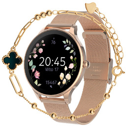 Forever smartwatch SB-306 Velora różowe złoto z bransoletką