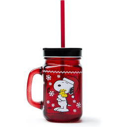 Excelsa, Kubek ze słomką Peanuts, Lt.0,5, Szkło