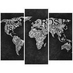60 90cm obraz 3 elem World Map ścienny