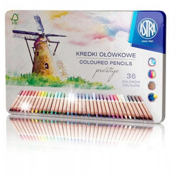 KREDKI OŁÓWKOWE ASTRA METALOWE PUDEŁKO 36 KOL