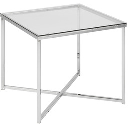 Stolik kawowy Cross kwadratowy szklany nowoczesny chromowany