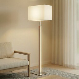 Lampa Podłogowa Quitani, Lisene, ściemnialny, drewniany, salon, tkanina