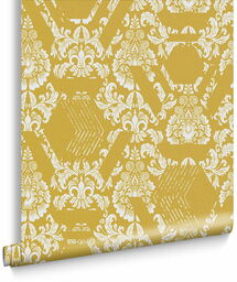 Tapeta dekoracyjna Graham&Brown Curiosity GEO DAMASK YELLOW 106446