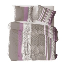 Karo Pościel flanelowa 140x200 1862N beżowa wielokolorowa paski