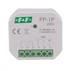 Przekaźnik elektromagnetyczny PP-1P-230V do puszki zielona lampka F&F