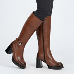 Armodo Brązowe Kozaki Stylowe Skórzane Buty Damskie