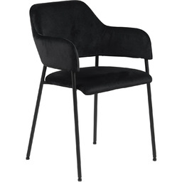 Krzesło do jadalni Lima tapicerowane welurowe czarne
